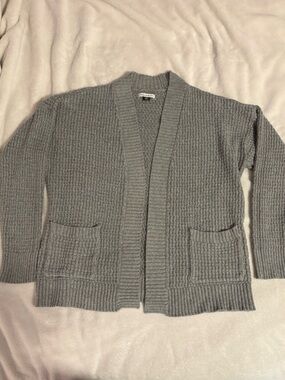 American Eagle Outfitters Gray Knit Open-Front Cardigan